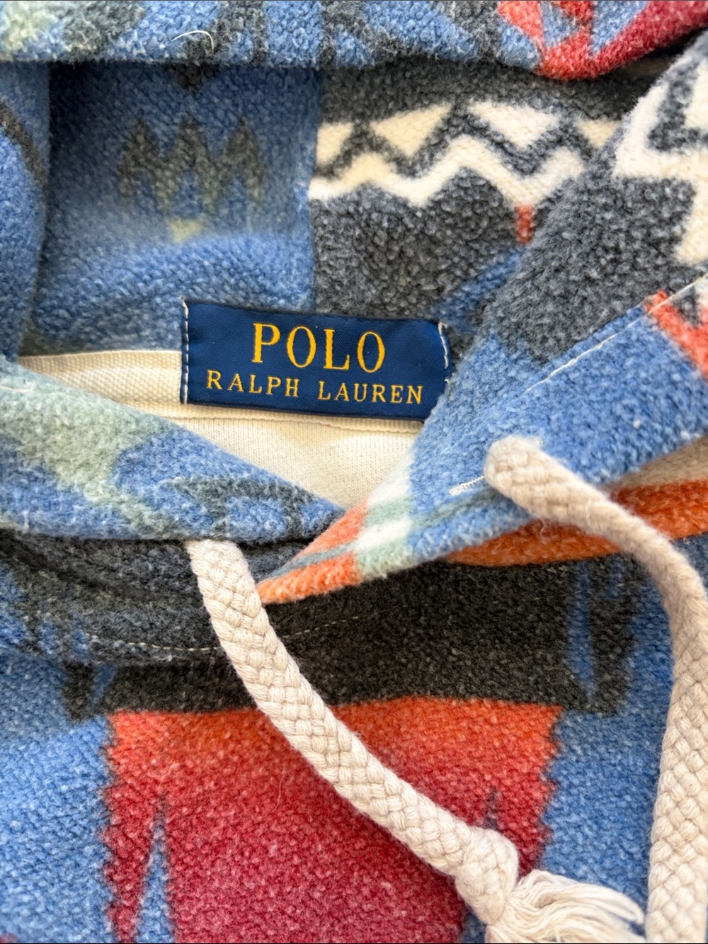 Ralph Lauren pullover hoodie with bold Aztec pattern. Cotton blend. Heavyweight - Picture 2 of 12